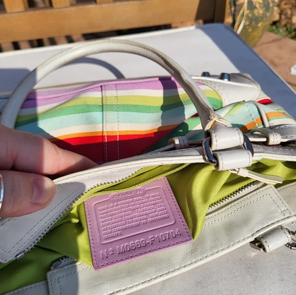 Y2K Coach F10704 Hamptons Stripe Satchel Bag - Picture 8 of 9